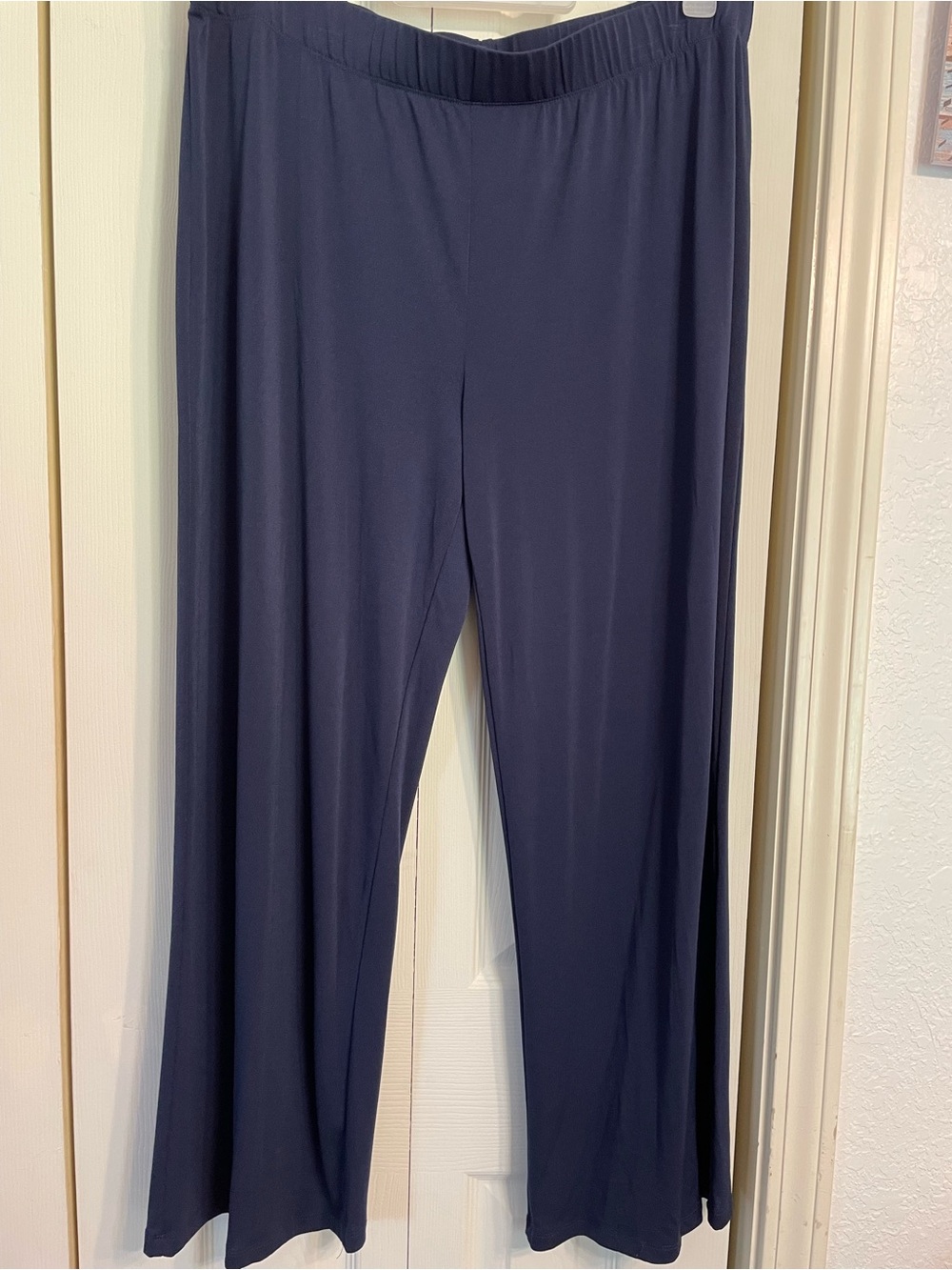 Wide-Leg Pull-On Pants in Navy